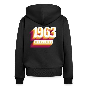1963 Original. Coole Geschenkidee zum Geburtstag - Frauen Premium Bio Zip Hoodie - Schwarz - Hinten - Julia (174cm)