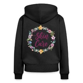 Cute Esthetician Skincare - Frauen Premium Bio Zip Hoodie - Schwarz - Hinten - Julia (174cm)