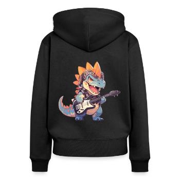 Dino Baby Dinosaur Rock And Roll Dino Guitare - Sweat à capuche zippé Premium bio Femme - noir - Dos - Julia (174cm)
