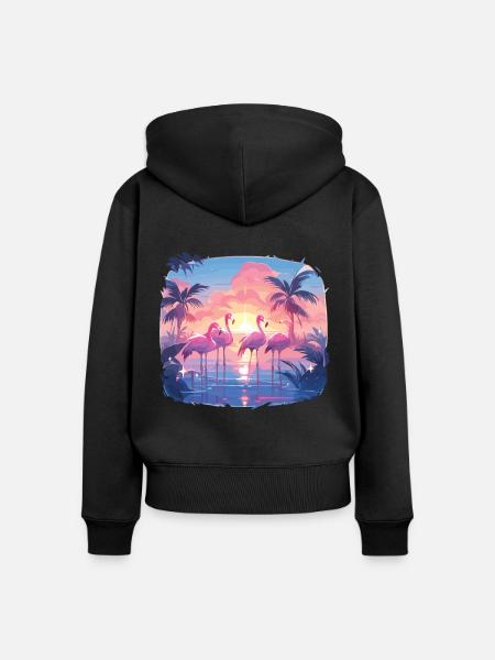 Flamingos Flamingo Party Flamingo Palmen - Frauen Premium Bio Zip Hoodie - Schwarz