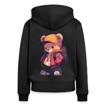 Bär Bären Braunbär Bären Baby Bär - Frauen Premium Bio Zip Hoodie - Schwarz - Hinten - Julia (174cm)