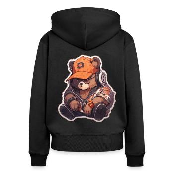 Bär Bären Hipster Bär Bären Braunbär - Frauen Premium Bio Zip Hoodie - Schwarz - Hinten - Julia (174cm)
