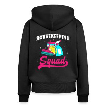 Housekeeping Squad - Women's Premium Organic Zip Hoodie - black - Back - Julia (174cm)