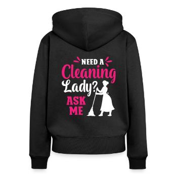 Besoin d’une femme de ménage Demandez-moi - Sweat à capuche zippé Premium bio Femme - noir - Dos - Julia (174cm)