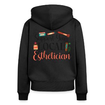 Cute Licensed Esthetician Skincare - Frauen Premium Bio Zip Hoodie - Schwarz - Hinten - Julia (174cm)