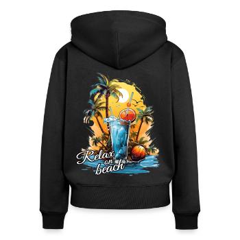 Cocktail d’été Vacances à la plage - Sweat à capuche zippé Premium bio Femme - noir - Dos - Julia (174cm)