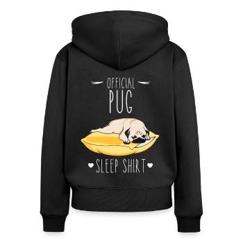 Official Pug Sleep Shirt - Women's Premium Organic Zip Hoodie - black - Back - Julia (174cm)