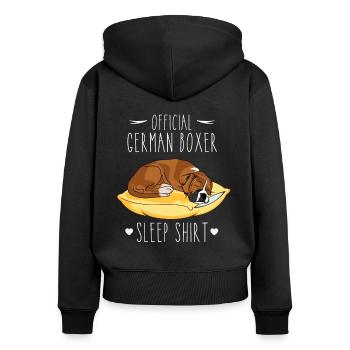 Boxeur allemand officiel - Sweat à capuche zippé Premium bio Femme - noir - Dos - Julia (174cm)