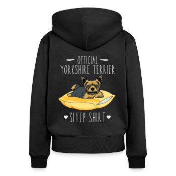 Chemise de nuit officielle Yorkshire Terrier - Sweat à capuche zippé Premium bio Femme - noir - Dos - Julia (174cm)