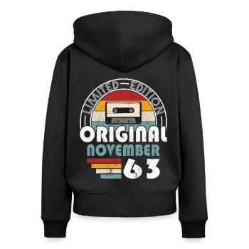 60th Birthday Year November 1963 Original - Women's Premium Organic Zip Hoodie - black - Back - Julia (174cm)