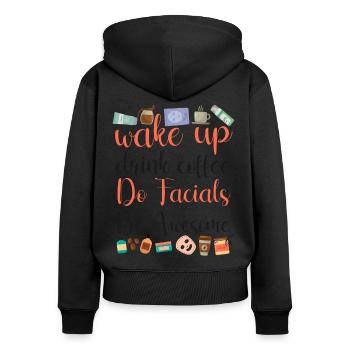 Cute Esthetician Skincare - Women's Premium Organic Zip Hoodie - black - Back - Julia (174cm)