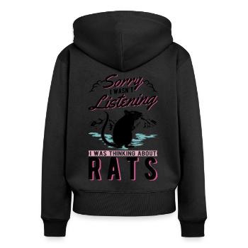 Rat Cadeau Rat Propriétaire Rat domestique - Sweat à capuche zippé Premium bio Femme - noir - Dos - Julia (174cm)