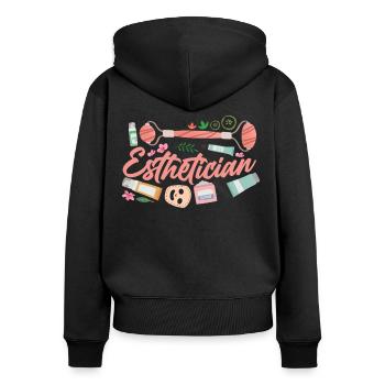 Cute Licensed Esthetician Skincare - Frauen Premium Bio Zip Hoodie - Schwarz - Hinten - Julia (174cm)