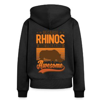 Rhino Gift Rhino Rhinoceros - Women's Premium Organic Zip Hoodie - black - Back - Julia (174cm)
