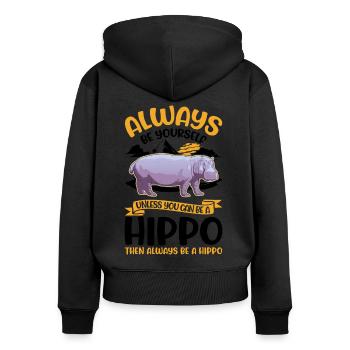 Soyez toujours vous-même Hippopotame Nilpferd Flusspferd - Sweat à capuche zippé Premium bio Femme - noir - Dos - Julia (174cm)
