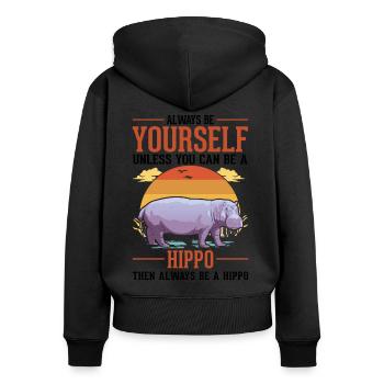 Soyez toujours vous-même Hippopotame Nilpferd Flusspferd - Sweat à capuche zippé Premium bio Femme - noir - Dos - Julia (174cm)