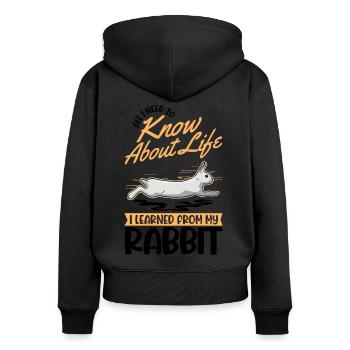 Lapin Cadeau Lapin Lapin Lapin - Sweat à capuche zippé Premium bio Femme - noir - Dos - Julia (174cm)