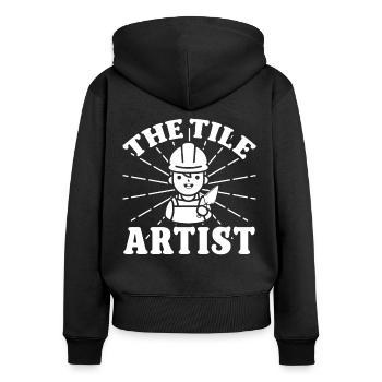 Fliesenleger The Tile Artist Bodenleger Fliesen - Frauen Premium Bio Zip Hoodie - Schwarz - Hinten - Julia (174cm)
