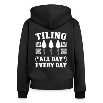 Carrelage toute la journée tous les jours Revêtement de sol - Sweat à capuche zippé Premium bio Femme - noir - Dos - Julia (174cm)