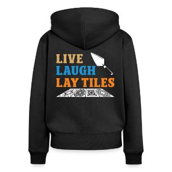 Carrelage Live Laugh Lay Tiles Revêtement de sol - Sweat à capuche zippé Premium bio Femme - noir - Dos - Julia (174cm)