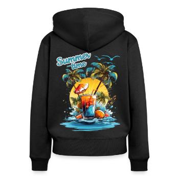 Summer Time Cocktail Beach Retreat - Women's Premium Organic Zip Hoodie - black - Back - Julia (174cm)