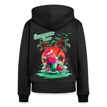 Summer Time Cocktail Beach Retreat - Women's Premium Organic Zip Hoodie - black - Back - Julia (174cm)