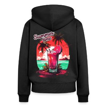 Summer Time Cocktail Strand Urlaub Geschenk - Frauen Premium Bio Zip Hoodie - Schwarz - Hinten - Julia (174cm)