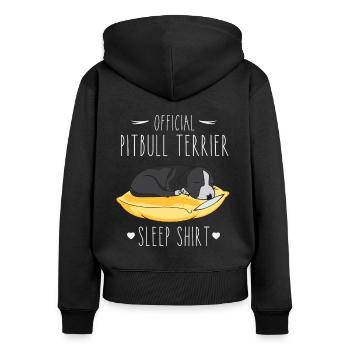 Chemise de sommeil officielle Pitbull Terrier - Sweat à capuche zippé Premium bio Femme - noir - Dos - Julia (174cm)