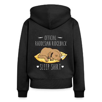 Official Rhodesian Ridgeback Sleep Shirt - Frauen Premium Bio Zip Hoodie - Schwarz - Hinten - Julia (174cm)
