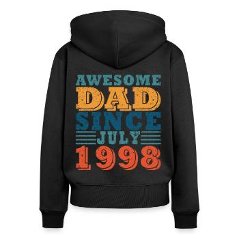 Vater Juli 1998 Jahrgang Geburtstag Dad Spruch 25 - Frauen Premium Bio Zip Hoodie - Schwarz - Hinten - Julia (174cm)