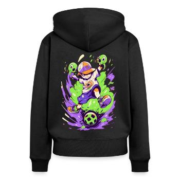 Cool Cartoon Soccer Player StreetArt Gaming - Sweat à capuche zippé Premium bio Femme - noir - Dos - Julia (174cm)