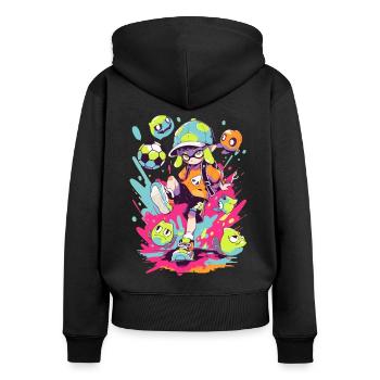 Jeux d’art de rue avec un joueur de football cool - Sweat à capuche zippé Premium bio Femme - noir - Dos - Julia (174cm)