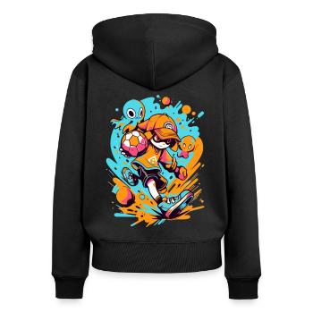 Jeux - StreetArt: Cool Cartoon Soccer Player - Sweat à capuche zippé Premium bio Femme - noir - Dos - Julia (174cm)