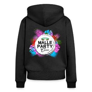 Malle Party Crew - Frauen Premium Bio Zip Hoodie - Schwarz - Hinten - Julia (174cm)