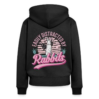 Easily distracted by Rabbits Rabbit - Women's Premium Organic Zip Hoodie - black - Back - Julia (174cm)