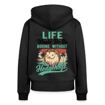 Hérisson Cadeau Hérisson épineux - Sweat à capuche zippé Premium bio Femme - noir - Dos - Julia (174cm)