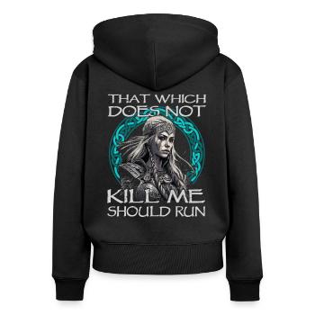 Vikings | Vikinger nordique | Bouclier Maiden - Sweat à capuche zippé Premium bio Femme - noir - Dos - Julia (174cm)
