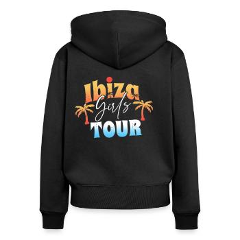 Équipe de fête à Ibiza - Sweat à capuche zippé Premium bio Femme - noir - Dos - Julia (174cm)