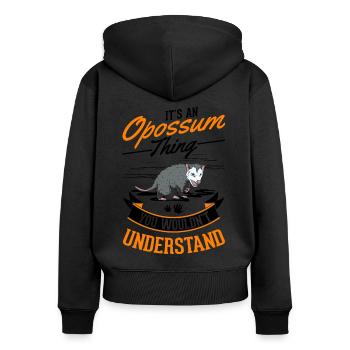 Opossum Ding Possum Marsupial - Sweat à capuche zippé Premium bio Femme - noir - Dos - Julia (174cm)