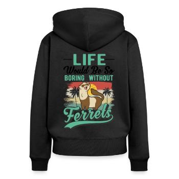 Ferret Lover Ferret Gift - Women's Premium Organic Zip Hoodie - black - Back - Julia (174cm)
