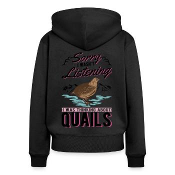 Warnung Wachtel Wachtelzucht Wachtelzüchter - Frauen Premium Bio Zip Hoodie - Schwarz - Hinten - Julia (174cm)