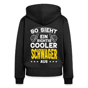 Schwager Schwager Geburtstag Schwager Sprüche - Frauen Premium Bio Zip Hoodie - Schwarz - Hinten - Julia (174cm)