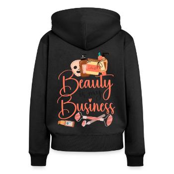 Soins de la peau d’esthéticienne agréée mignonne - Sweat à capuche zippé Premium bio Femme - noir - Dos - Julia (174cm)