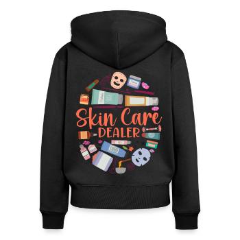 Cute Licensed Esthetician Skincare - Frauen Premium Bio Zip Hoodie - Schwarz - Hinten - Julia (174cm)