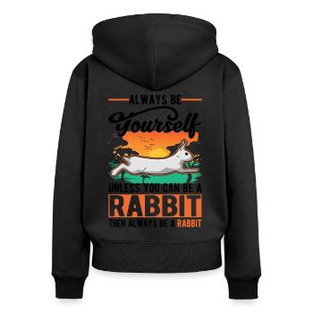 Lapin lapin lapin lapin - Sweat à capuche zippé Premium bio Femme - noir - Dos - Julia (174cm)