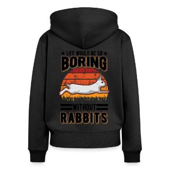 Lapin Cadeau Lapin Lapin Lapin - Sweat à capuche zippé Premium bio Femme - noir - Dos - Julia (174cm)