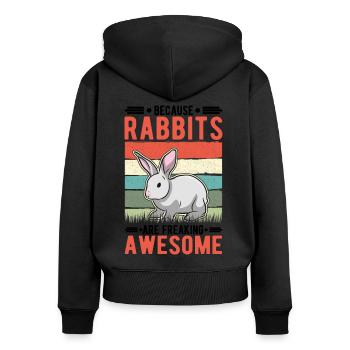 Lapin Cadeau Lapin Lapin Lapin - Sweat à capuche zippé Premium bio Femme - noir - Dos - Julia (174cm)