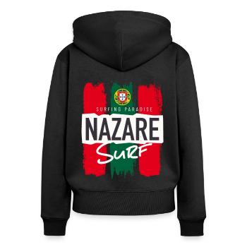 Nazare Surf Paradise Portugal - Sweat à capuche zippé Premium bio Femme - noir - Dos - Julia (174cm)