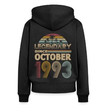 30. Geburtstag Jahrgang Oktober 1993 Legendary - Frauen Premium Bio Zip Hoodie - Schwarz - Hinten - Julia (174cm)