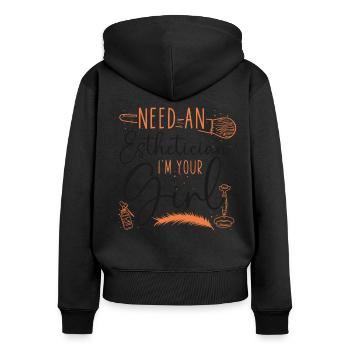 Cute Licensed Esthetician Skincare - Frauen Premium Bio Zip Hoodie - Schwarz - Hinten - Julia (174cm)